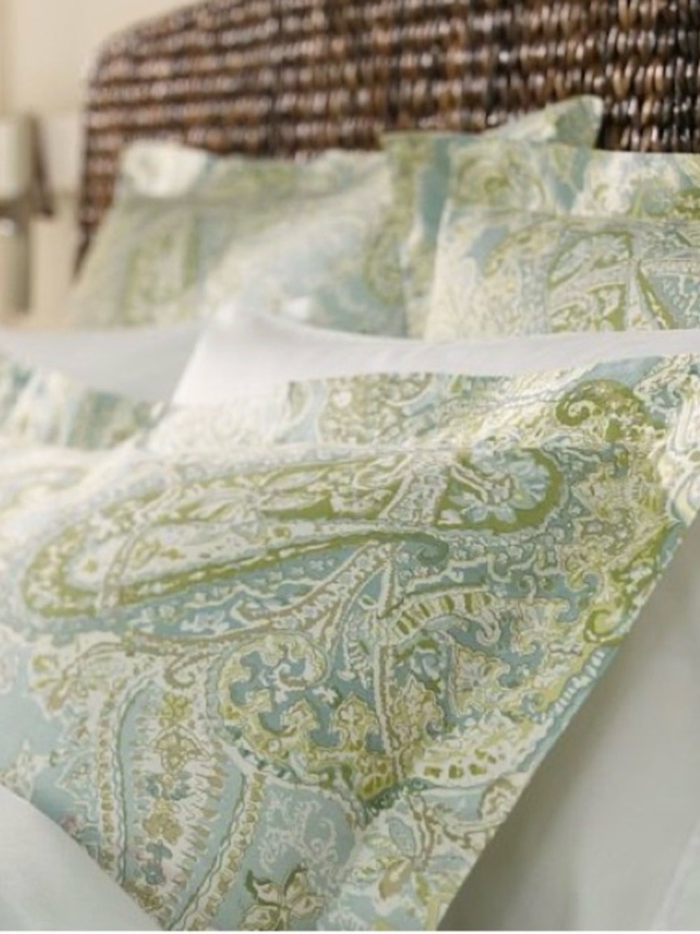 Pottery Barn "Sienna Paisley" Full/Queen OrganicDuvet Cover EUC Blues And Green